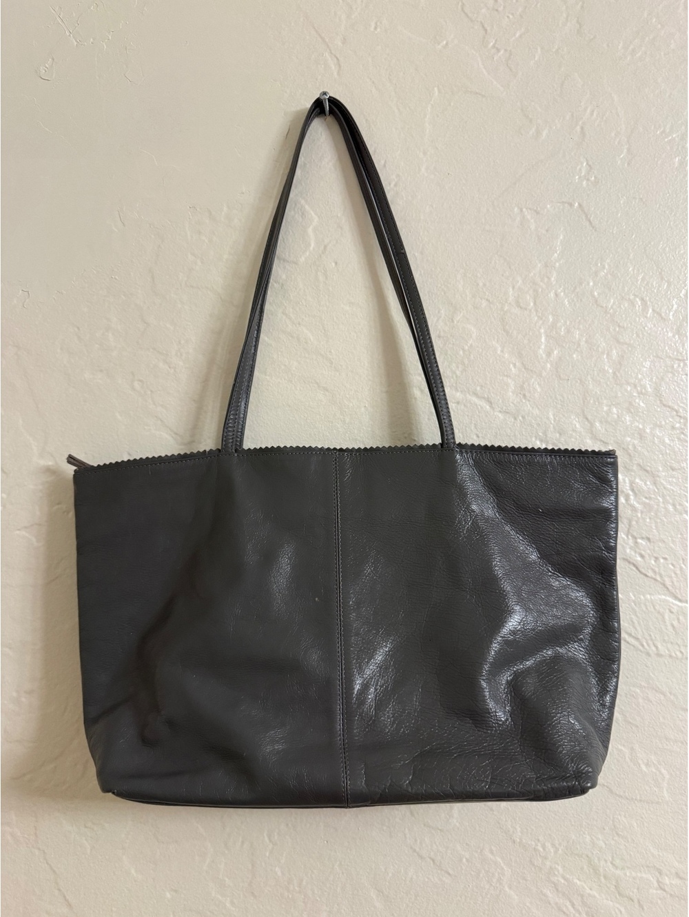 Latico Dark Gray Genuine Leather Large Tote Shoulder Bag